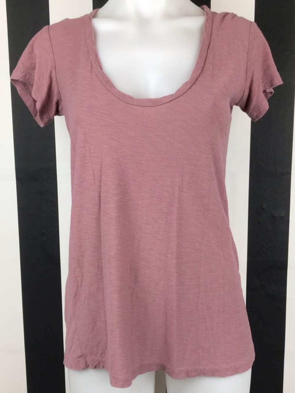 James Perse Standard mauve pink scoop neck cotton modal blend short sleeve top